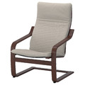 POÄNG Armchair and footstool, brown/Knisa light beige