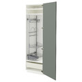 METOD / MAXIMERA High cabinet with cleaning interior, white/Nickebo matt grey-green, 60x60x200 cm