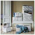 HEMMAFIXARE Storage case, fabric striped/white/grey, 34x51x28 cm