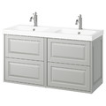 TÄNNFORSEN / ORRSJÖN Wash-stand/wash-basin/taps, light grey, 122x49x74 cm