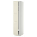 METOD High cabinet w shelves/wire basket, white/Bodbyn off-white, 40x60x200 cm
