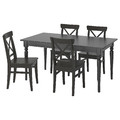 INGATORP / INGOLF Table and 4 chairs, black, black-brown