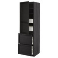 METOD / MAXIMERA Hi cab w shlvs/4 drawers/dr/2 frnts, black/Lerhyttan black stained, 60x60x200 cm