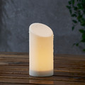 ÄDELLÖVSKOG LED block candle, white/in/outdoor, 16 cm