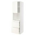 METOD / MAXIMERA Hi cab f micro combi w door/3 drwrs, white/Vallstena white, 60x60x220 cm