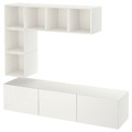 BESTÅ / EKET TV storage combination, white/Selsviken high-gloss/white, 180x42x185 cm