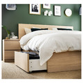 MALM Bed frame, high, w 2 storage boxes, white stained oak effect, Lönset, 180x200 cm