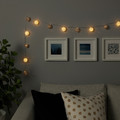 LIVSÅR LED string light with 12 lights, indoor, battery operated gray/white