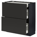 METOD / MAXIMERA Base cab with 2 fronts/3 drawers, black/Nickebo matt anthracite, 80x37 cm