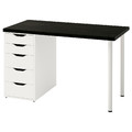 LAGKAPTEN / ALEX Desk, black-brown/white, 120x60 cm