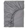 RÖNNVECKMAL Fitted sheet, grey, 120x200 cm