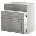 METOD / MAXIMERA Base cab f sink+3 fronts/2 drawers, white, Bodbyn grey, 80x60 cm