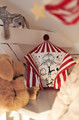 BUSENKEL Cushion, circus tent shape red/white, 48x37 cm