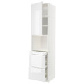 METOD / MAXIMERA Hi cab f micro combi w door/3 drwrs, white/Voxtorp high-gloss/white, 60x60x240 cm