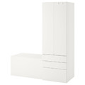 SMÅSTAD / PLATSA Storage combination, white white/with bench, 150x57x181 cm