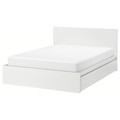 MALM Bed frame, high, w 2 storage boxes, white, 160x200 cm