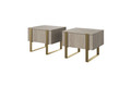 Nightstand Bedside Table Verica Set of 2, biscuit oak/gold legs