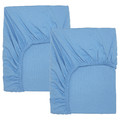 LEN Fitted sheet for cot, light blue, 60x120 cm, 2 pack