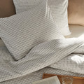 ÅKERFIBBLA Duvet cover and 2 pillowcases, white black/check, 200x200/50x60 cm