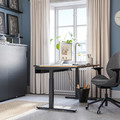 MITTZON Desk, oak veneer/black, 140x60 cm