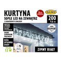 Christmas Curtain Lights In-/Outdoor 200 LED 9.6m, icicles, cool white