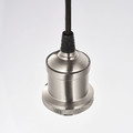 JÄLLBY / MOLNART Pendant lamp with light bulb, textile nickel-plated/mushroom brown clear glass