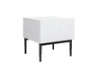 Nightstand Bedside Table Nicole Set of 2, black legs, matt white