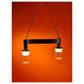 ACKJA / MOLNART Pendant lamp with light bulb, wave shaped black/tube-shaped patterned