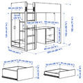 SMÅSTAD Loft bed, white lilac/with desk with 3 drawers, 90x200 cm