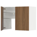 METOD Wall cb f extr hood w shlf/door, white/Tistorp brown walnut effect, 80x60 cm