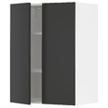 METOD Wall cabinet with shelves/2 doors, white/Nickebo matt anthracite, 60x80 cm
