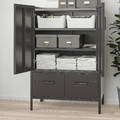 IDÅSEN Cabinet with doors and drawers, dark grey