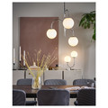 SIMRISHAMN Pendant lamp, 3-armed, chrome-plated, opal white glass