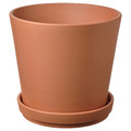 BRUNBÄR Plant pot with saucer, outdoor terracotta, 32 cm