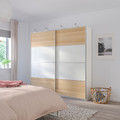 MEHAMN Pair of sliding doors, double sided/white stained oak effect white, 150x201 cm