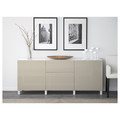 BESTÅ Storage combination with drawers, white, Selsviken high-gloss beige, 180x40x74 cm