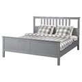 HEMNES Bed frame, grey stained/Leirsund, 140x200 cm