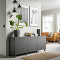 BESTÅ Storage combination with doors, dark grey/Västerviken/Stubbarp dark grey, 180x42x74 cm