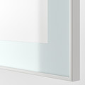 BESTÅ TV storage combination/glass doors, white/Selsviken high gloss/beige clear glass, 180x42x192 cm