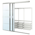 SKYTTA / BOAXEL Walk-in wardrobe with sliding doors, aluminium/Auli mirror glass, 251x115x240 cm