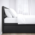 MALM Bed frame, high, w 2 storage boxes, black-brown, 140x200 cm