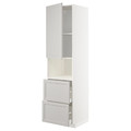 METOD / MAXIMERA Hi cab f micro w door/2 drawers, white/Lerhyttan light grey, 60x60x220 cm