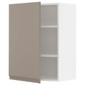 METOD Wall cabinet with shelves, white/Upplöv matt dark beige, 60x80 cm