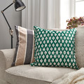 SKÅNEFIBBLA Cushion cover, green/white, 50x50 cm