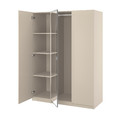 PAX / FORSAND/ÅHEIM Wardrobe combination, grey-beige/mirror glass, 150x60x201 cm