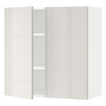 METOD Wall cabinet with shelves/2 doors, white/Ringhult light grey, 80x80 cm