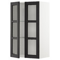 METOD Wall cabinet w shelves/2 glass drs, white/Lerhyttan black stained, 60x100 cm