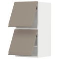 METOD Wall cab horizo 2 doors w push-open, white/Upplöv matt dark beige, 40x80 cm