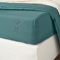 NATTJASMIN Fitted sheet, blue-green, 160x200 cm