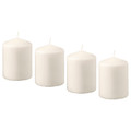 HEMSJÖ Unscented block candle, natural, 8 cm, 4 pack